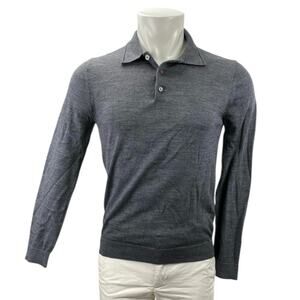 Reiss Men's Gray 100% Wool Long Sleeve Polo Shirt Sweater Sweatshirt Top Size S